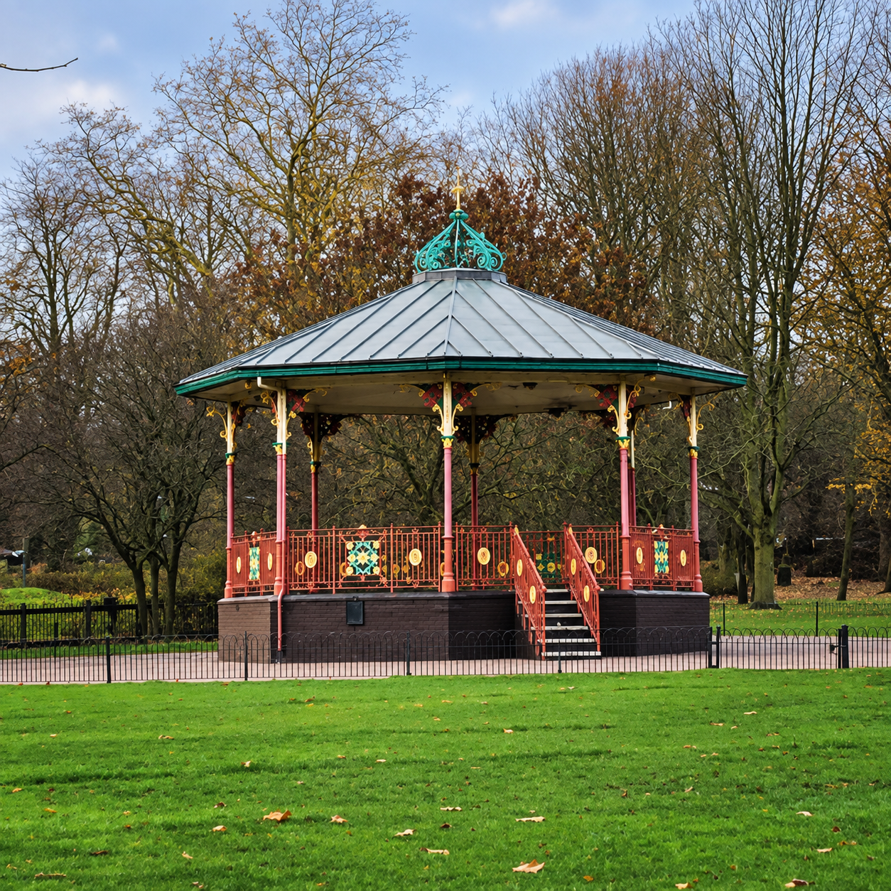 The restored Victorian bandstand in Queen’s Park, Brent